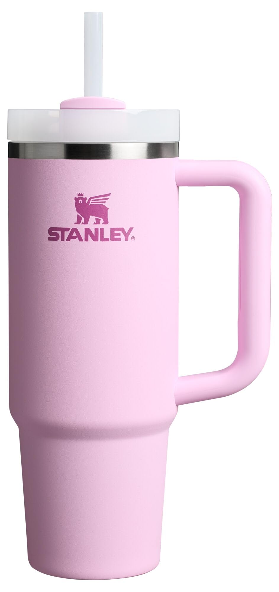 STANLEY Quencher H2.0 Tumbler with Handle and Straw 40 oz Flowstate 3-Position Lid Cup Holder Compatible for Travel Insulated Stainless Steel Cup BPA-Free Rose Quartz 2.0