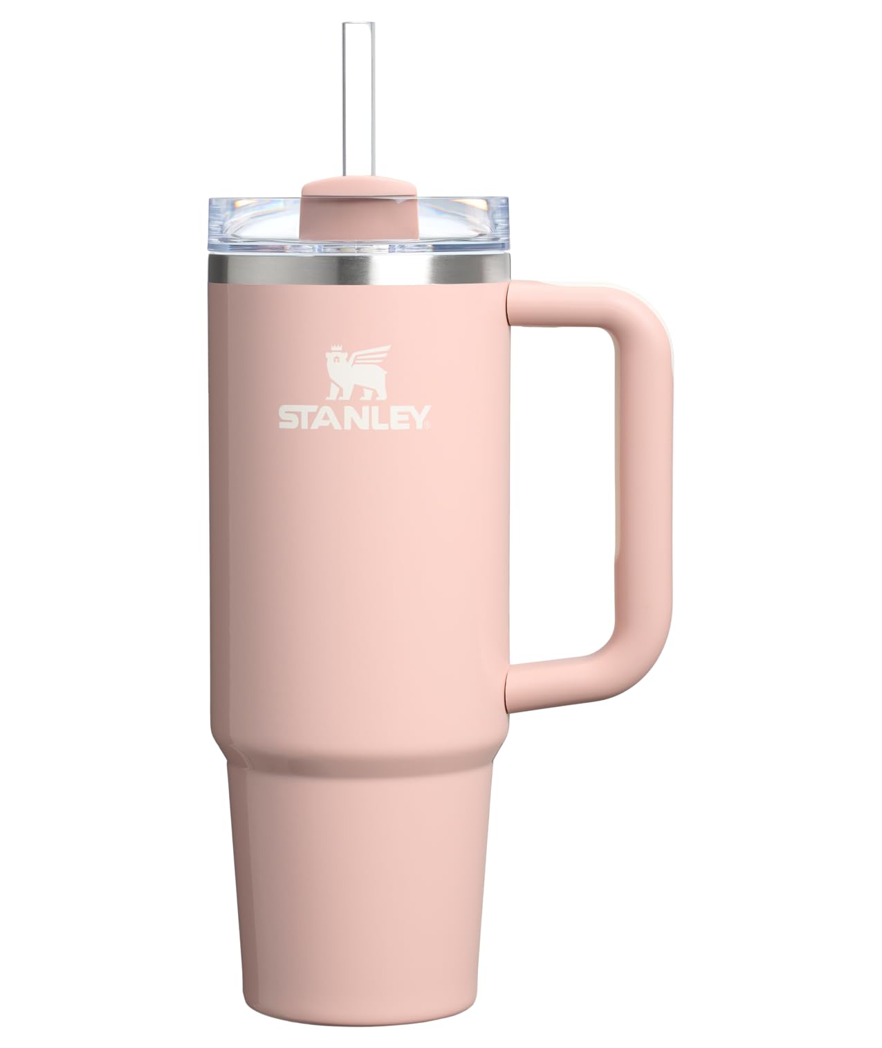 STANLEY Quencher H2.0 Tumbler with Handle and Straw 40 oz Flowstate 3-Position Lid Cup Holder Compatible for Travel Insulated Stainless Steel Cup BPA-Free Rose Quartz 2.0