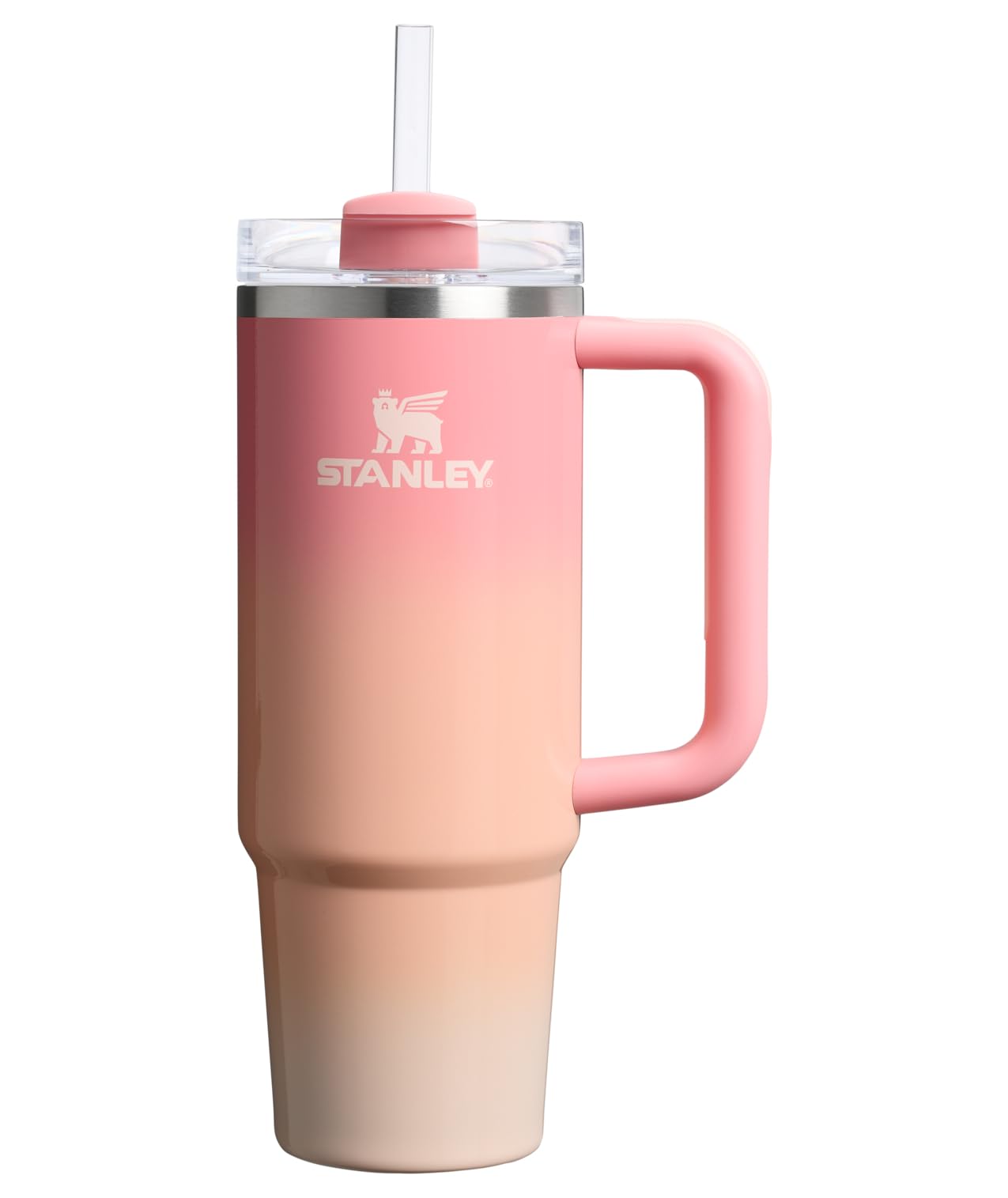 STANLEY Quencher H2.0 Tumbler with Handle and Straw 40 oz Flowstate 3-Position Lid Cup Holder Compatible for Travel Insulated Stainless Steel Cup BPA-Free Rose Quartz 2.0
