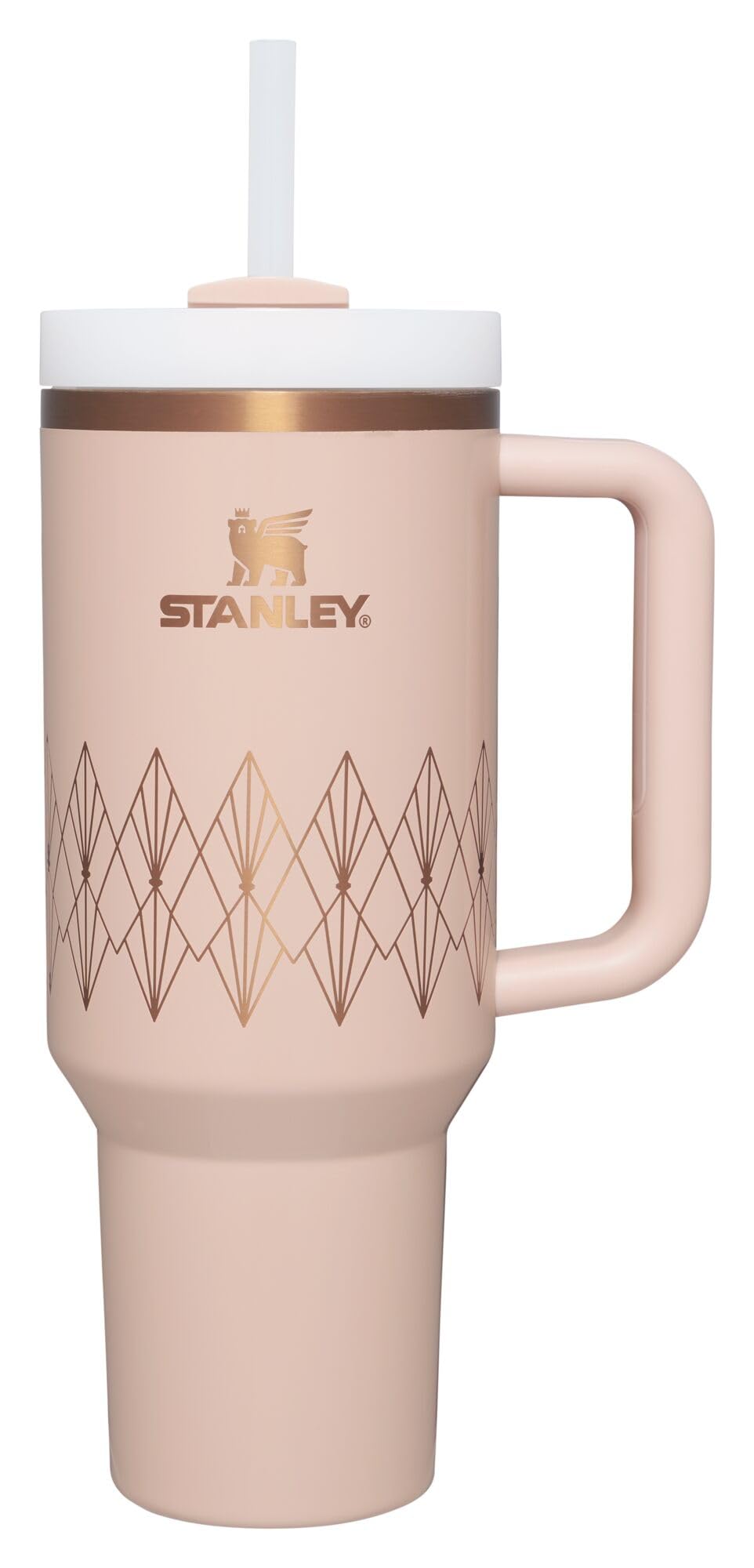 STANLEY Quencher H2.0 Tumbler with Handle and Straw 40 oz Flowstate 3-Position Lid Cup Holder Compatible for Travel Insulated Stainless Steel Cup BPA-Free Rose Quartz 2.0