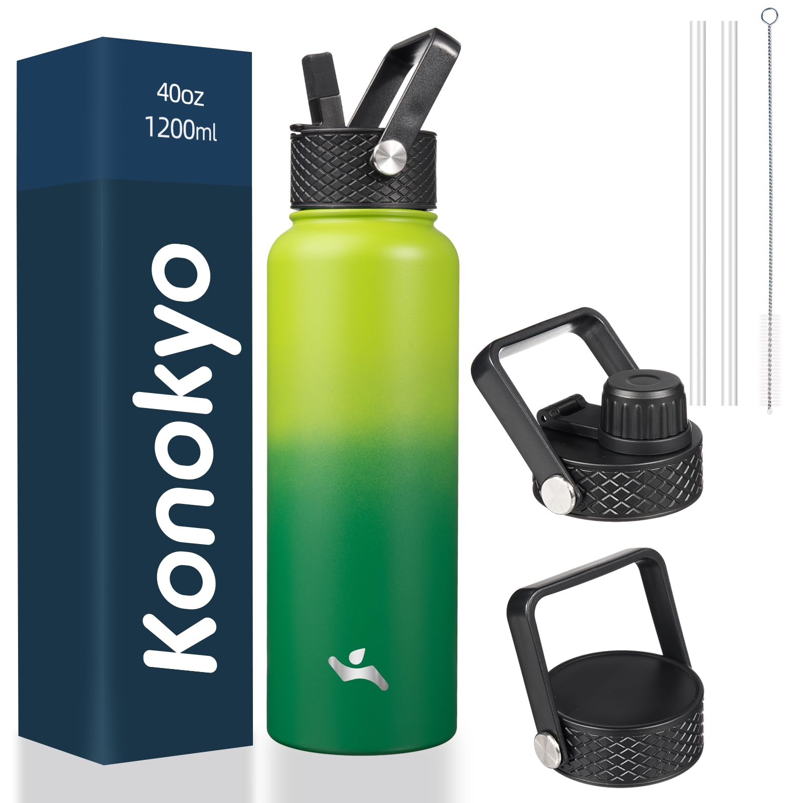 22oz Stainless Steel Bottles with 3 Lids Sport Insulated Water Bottle,Marble Blossom