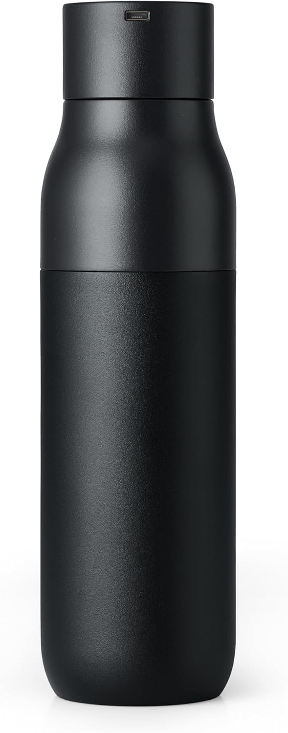 LARQ Bottle PureVis 17 oz - Self-Cleaning and Insulated Stainless Steel Water Bottle with UV Water Purifier and Award-winning Design | Reusable & Travel Friendly, Obsidian Black