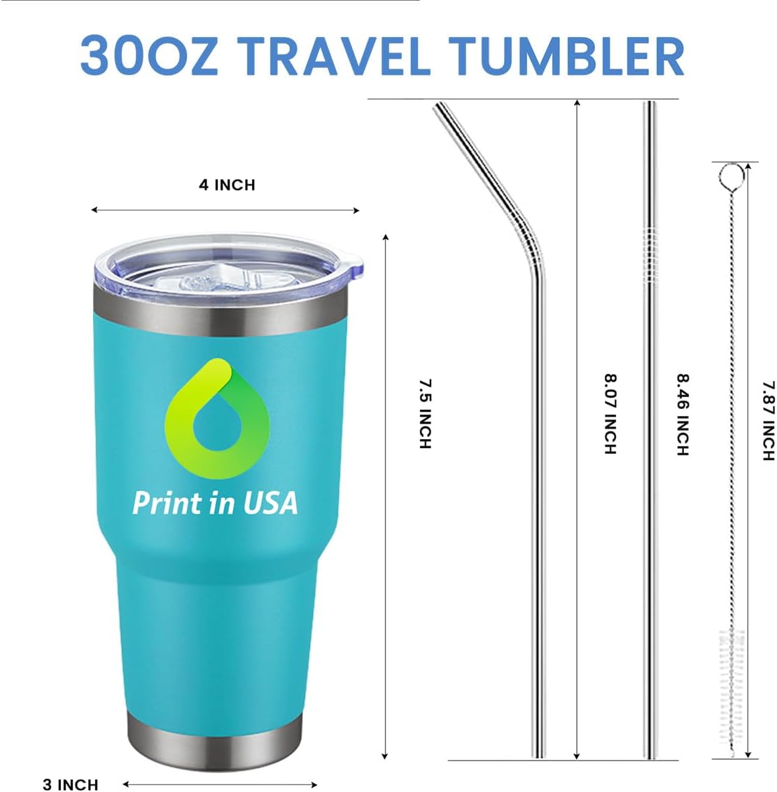 Personalized Tumbler with Pictures Text Logo,Print in USA,30oz Custom Coffee Tumbler with Lid & Straw,Double-layer Stainless Steel Custom Insulated Tumbler,Personalized Gifts As Birthday,Christmas