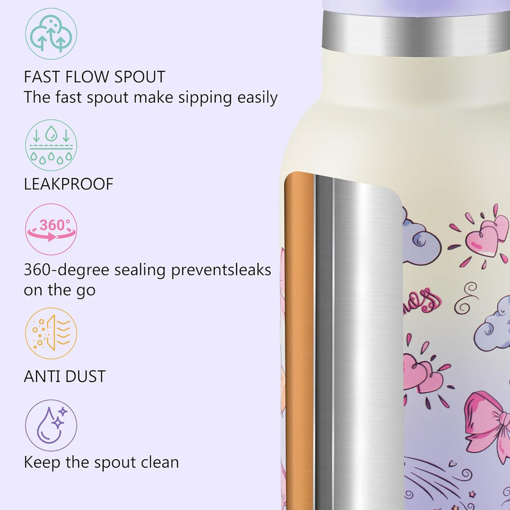 12oz Kids Water Bottle – Insulated Stainless Steel Bottle with Straw Lid, BPA-Free, Leak-Proof, for Toddlers & School Use