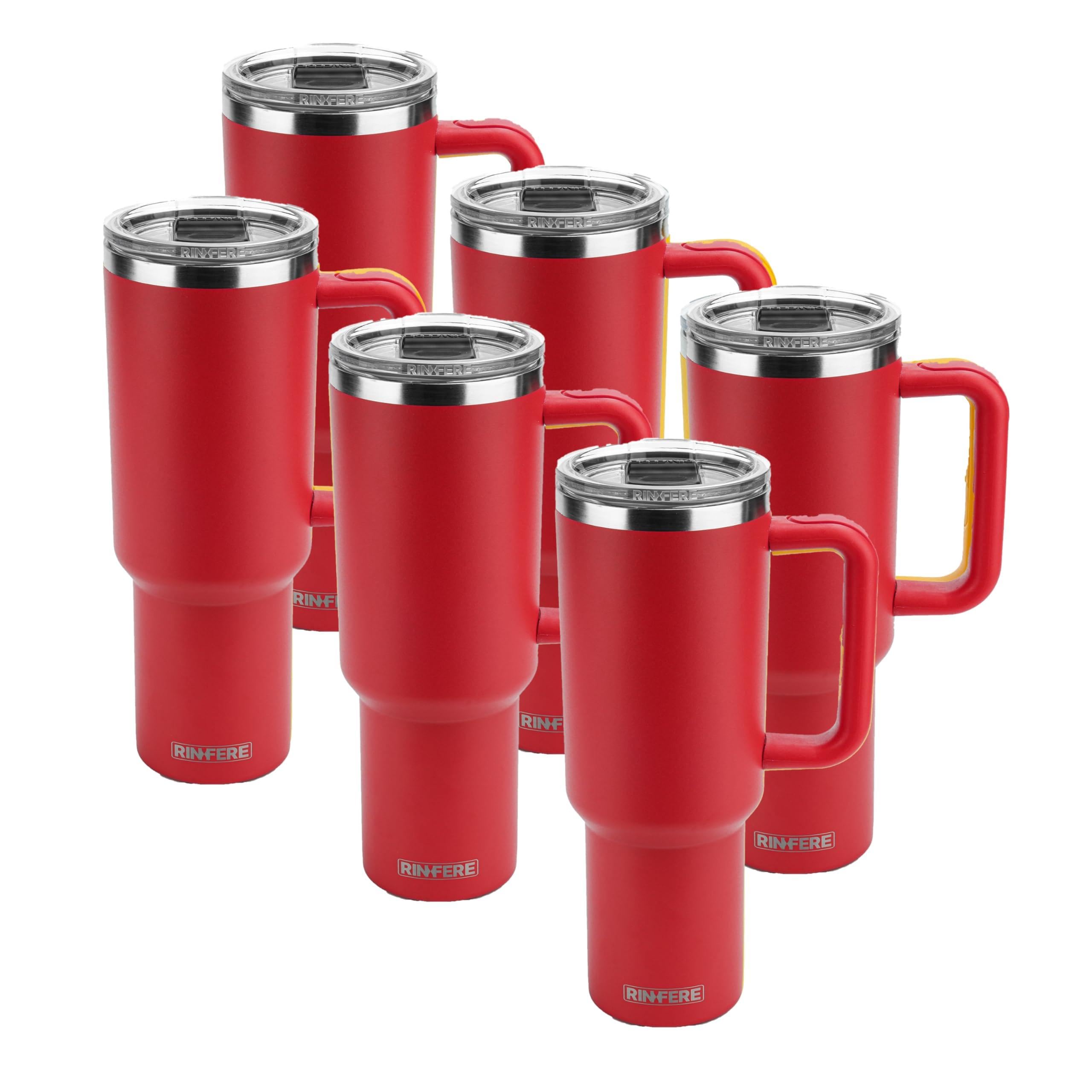 40 Oz Tumbler with Handle, Straw and Slide Lid - 100% Leak Proof, Cup Holder Compatible for Travel - Insulated Stainless Steel Cup (Sand, 4 Pack)