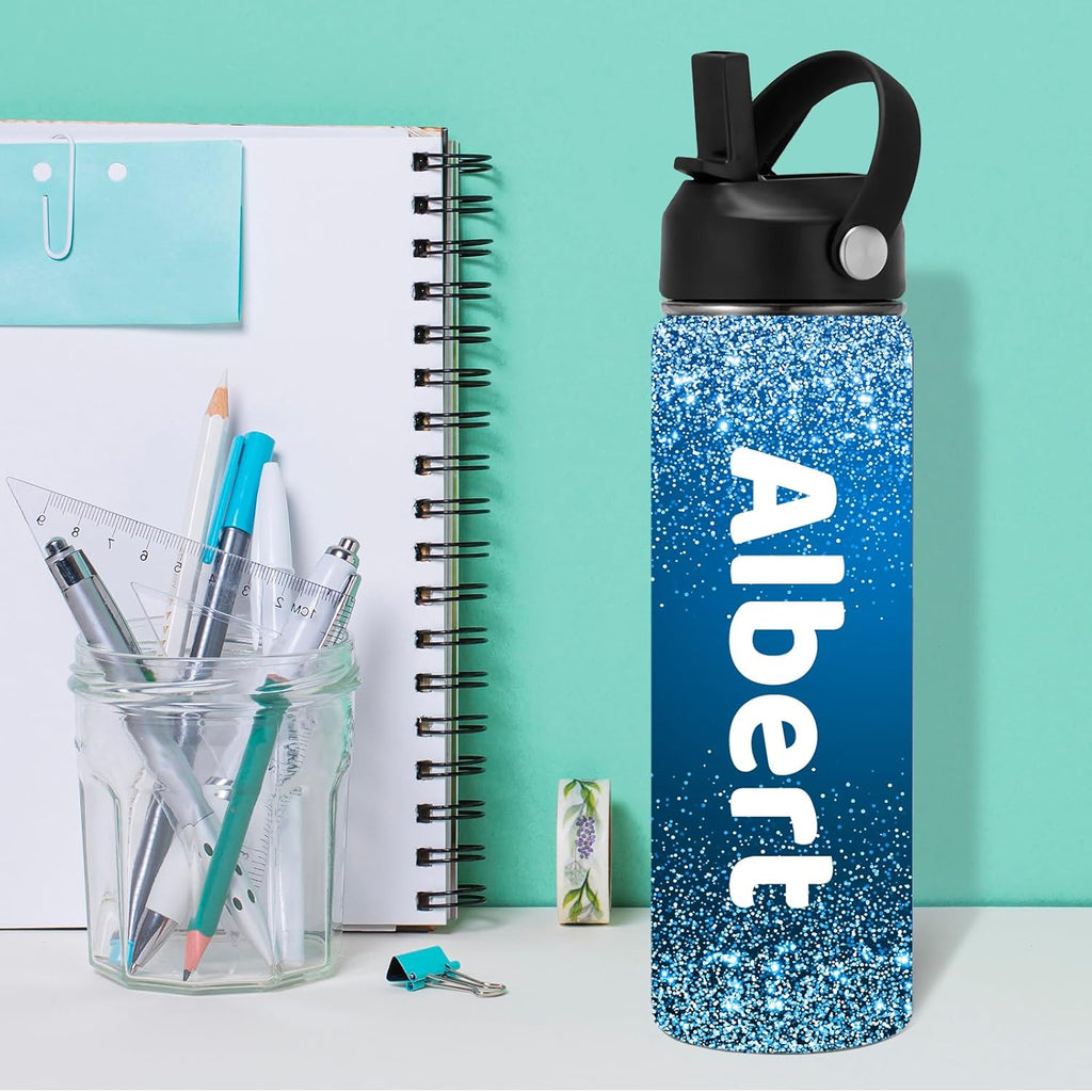 Custom Personalized Water Bottle for Kids Customized Water Bottles with Name Customizable Stainless Steel Insulated Cups 12/16/18/24/32/40 oz for School Girls Boys Toddler