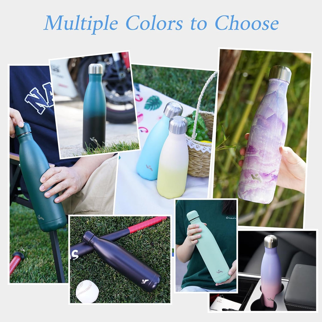 Insulated Water Bottles,12 oz Double Wall Stainless Steel Vacumm Metal Flask for Sports Travel,Mint