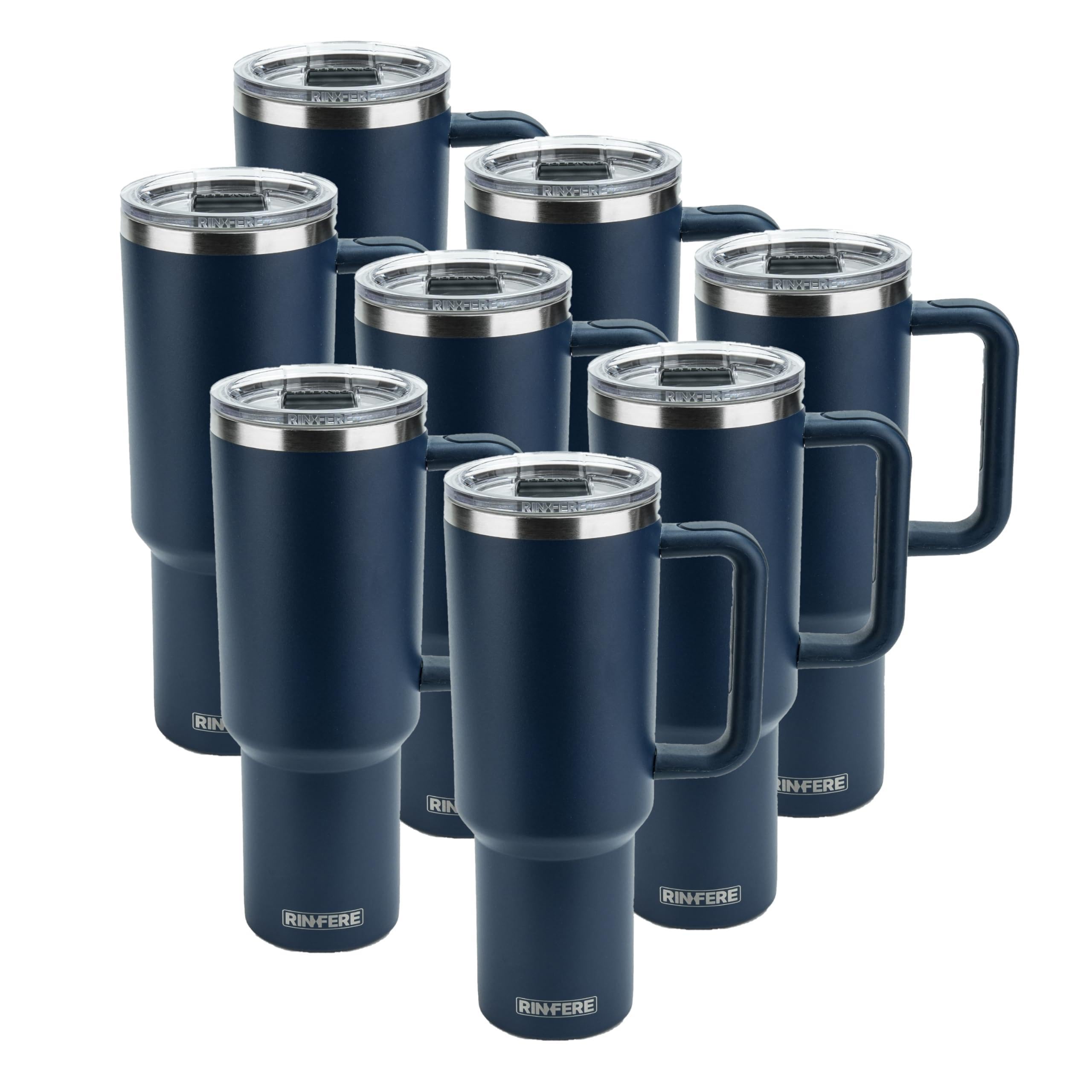 40 Oz Tumbler with Handle, Straw and Slide Lid - 100% Leak Proof, Cup Holder Compatible for Travel - Insulated Stainless Steel Cup (Sand, 4 Pack)