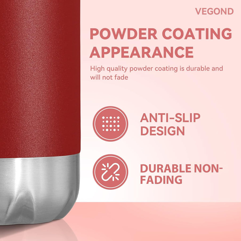 VEGOND 17oz Stainless Steel Water Bottles, Reusable Metal Sports Water Bottle Keeps Drink Hot and Cold, BPA Free Double Wall Vacuum Cola Shape Insulated Water Bottle for Camping Gym, 1 Pack