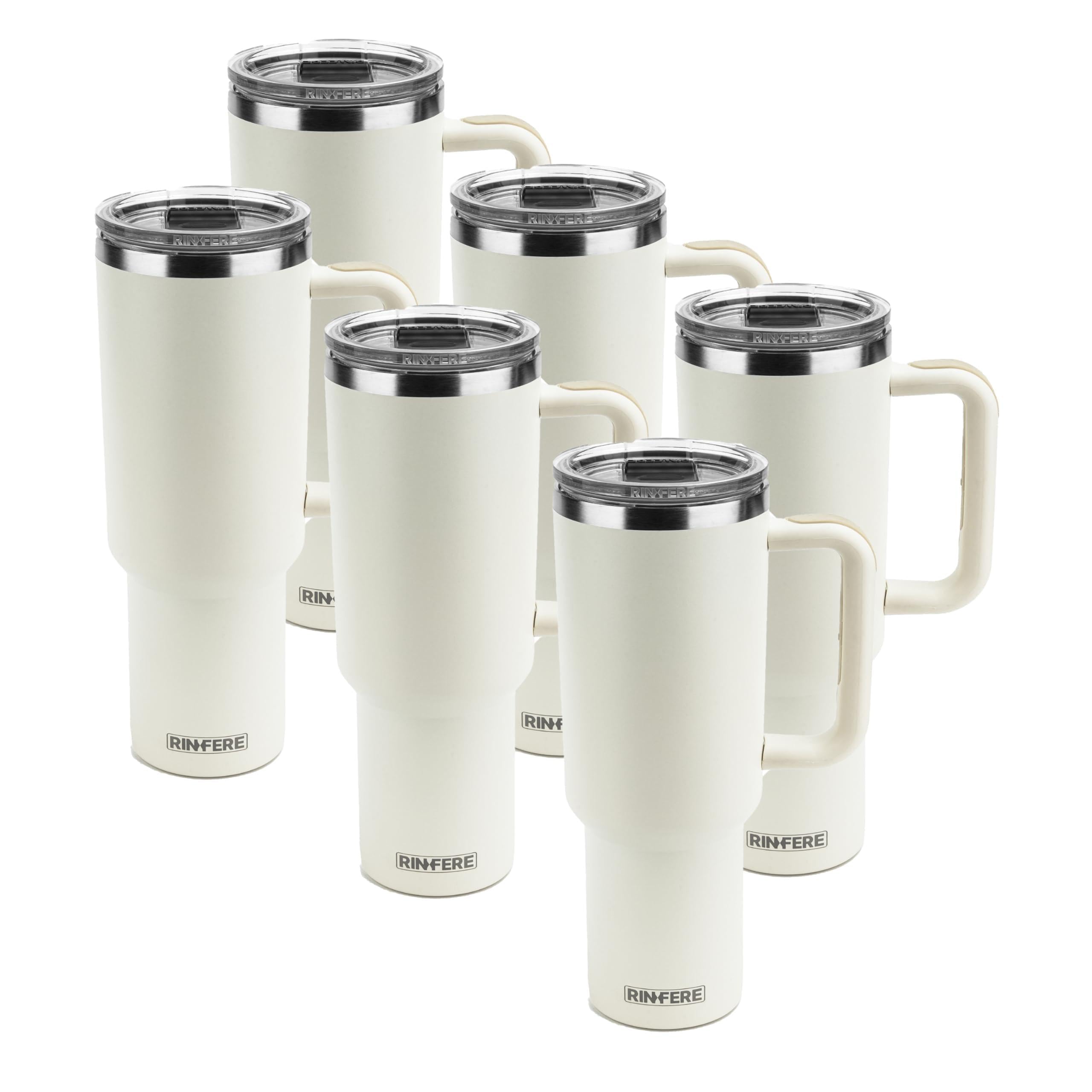 40 Oz Tumbler with Handle, Straw and Slide Lid - 100% Leak Proof, Cup Holder Compatible for Travel - Insulated Stainless Steel Cup (Sand, 4 Pack)