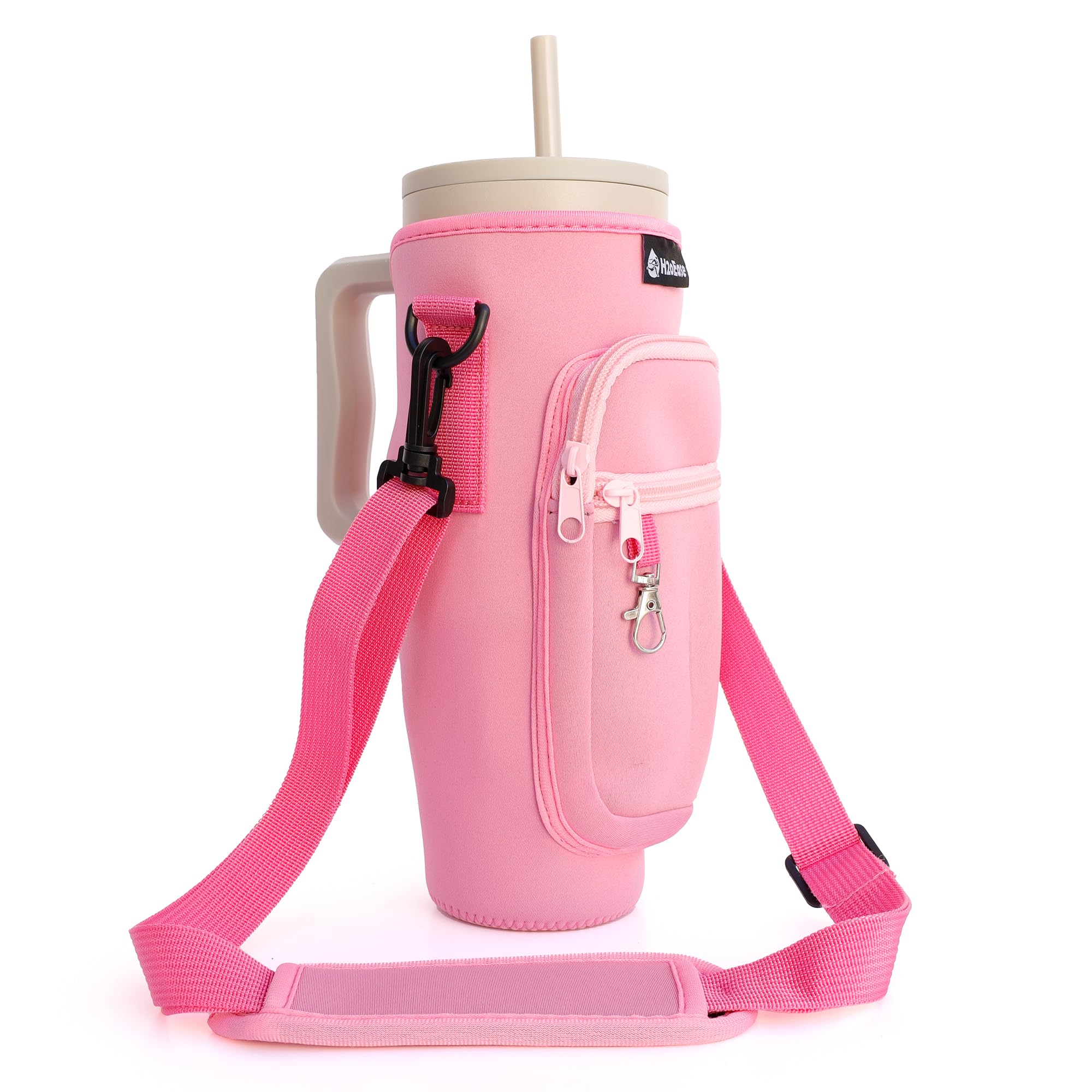 Water Bottle Carrier Bag for Stanley Cup 40 oz - Insulated Neoprene Tumbler Carrier with Phone Pocket - Water Bottle Holder with Strap and Carabiner Compatible with Stanley - Multi