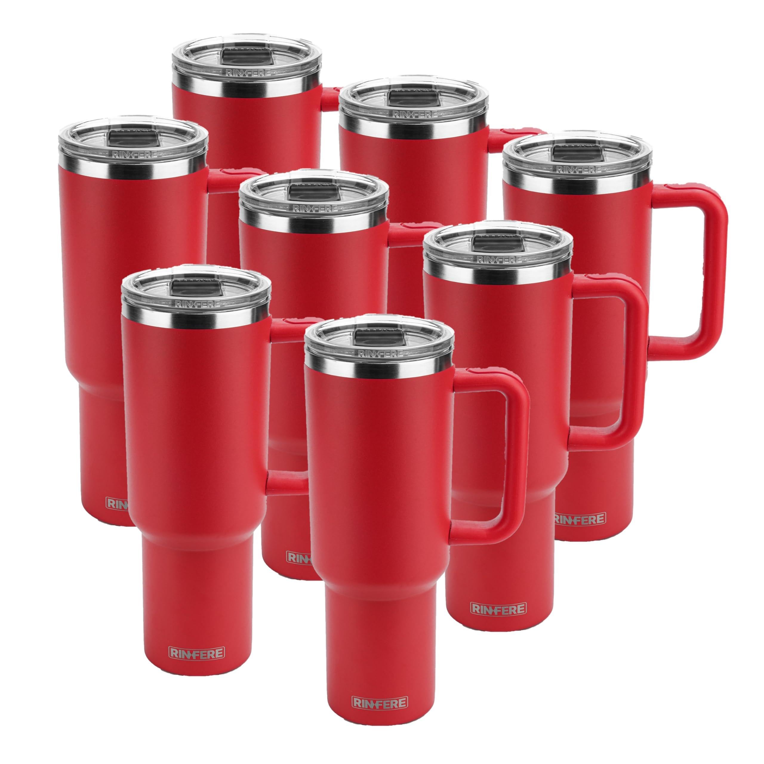 40 Oz Tumbler with Handle, Straw and Slide Lid - 100% Leak Proof, Cup Holder Compatible for Travel - Insulated Stainless Steel Cup (Sand, 4 Pack)