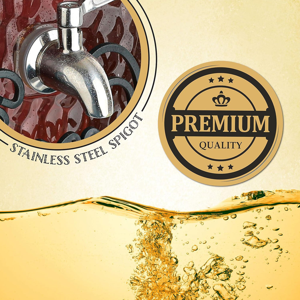 2.5 Gallon Glass Beverage Dispenser with Stand & Stainless Steel Spigot – Large Mason Jar Drink Dispenser for Sun Tea, Kombucha, Iced Tea, Lemonade, Sangria & Cold Drinks